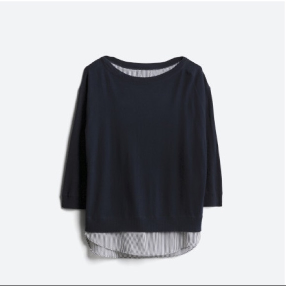 Market & Spruce Ralla Cross Back Mixed Material Cotton Blend Pullover. Size M